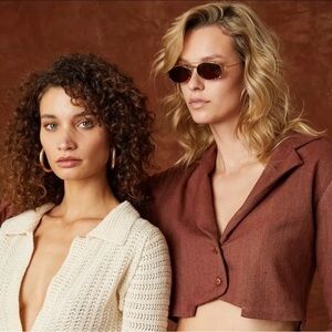 Savannah Morrow Women's Cropped Jacket - Cream and Brown SZ XS (NWT)